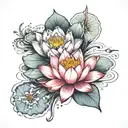 lotus flower and the rock eroded by the water tattoo design idea