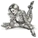 Design a tattoo showcasing a sexy outfit worn by a hotwife with subtle hints of a BBC tattoo design idea