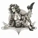 Design a tattoo showcasing a sexy outfit worn by a hotwife with subtle hints of a BBC tattoo design idea