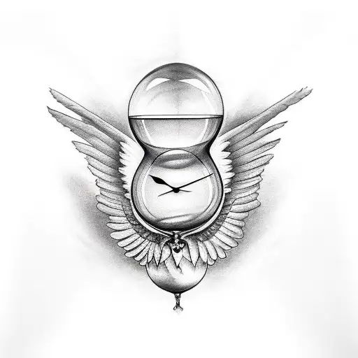 hourglass with wings tattoo design idea