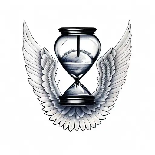 hourglass with wings tattoo design idea