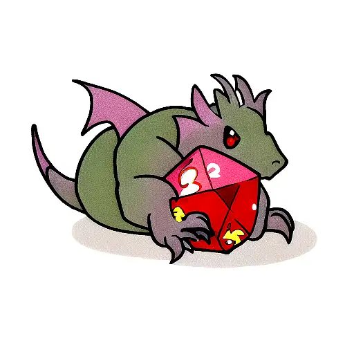 dragon eating a d20 tattoo design idea