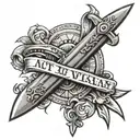 aut viam inveniam aut faciam written on the sword tattoo design idea
