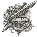 aut viam inveniam aut faciam written on the sword tattoo design idea