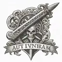 aut viam inveniam aut faciam written on the sword tattoo design idea