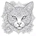 cat face surrounded mandala tattoo design idea