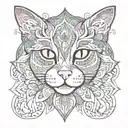 cat face surrounded mandala tattoo design idea