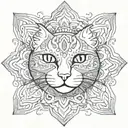 cat face surrounded mandala tattoo design idea
