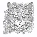 cat face surrounded mandala tattoo design idea
