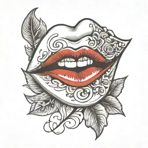 lips like kissed with red tattoo design idea