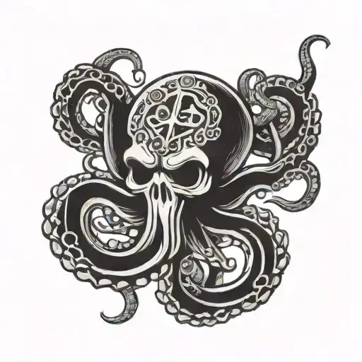 octopus anchor marine propeller tattoo design idea