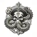 octopus anchor marine propeller tattoo design idea