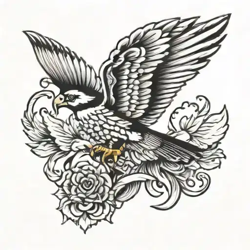 Cuervo flying tattoo design idea