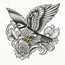 Cuervo flying tattoo design idea