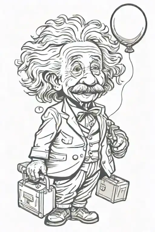 einstein holding helium tattoo design idea