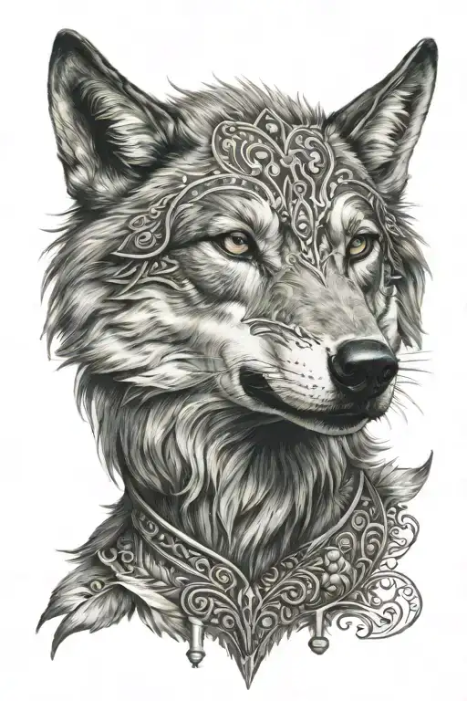 turkish wolf head tattoo design idea