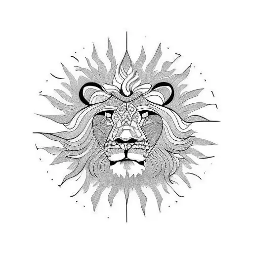 lion sun tattoo design idea