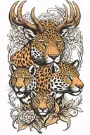 deer, jaguar, bison tattoo design idea