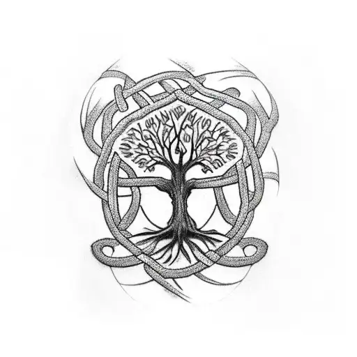 Celtic Tree of Life drawing, Tattoo Design