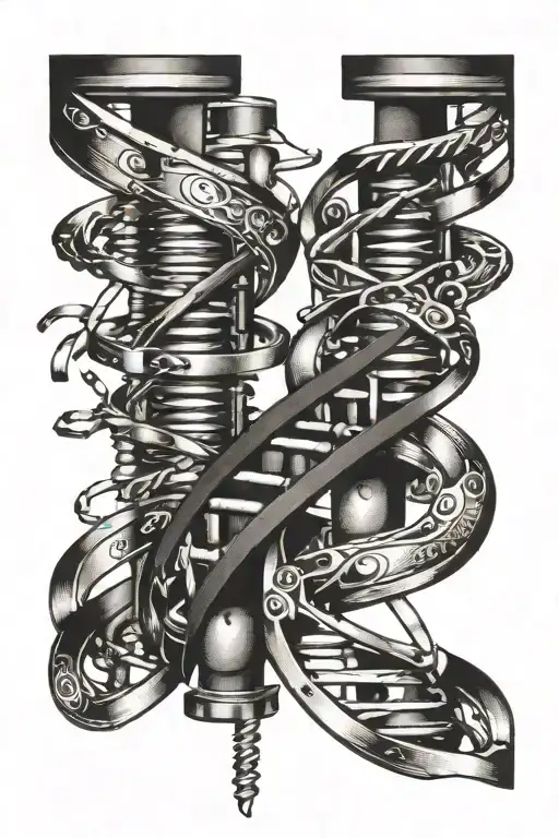 DNA made from spanners tattoo design idea