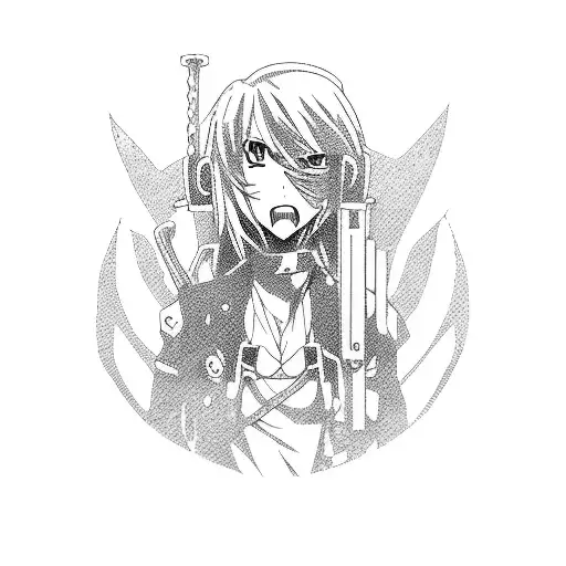 Anime character wielding a chainsaw tattoo design idea