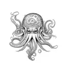 A stack of books with an octopus tentacle wrapped around it tattoo design idea