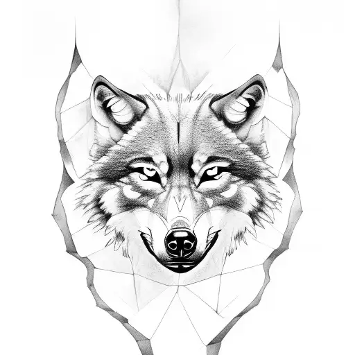 wolf's skull, hand and finger placement tattoo design idea