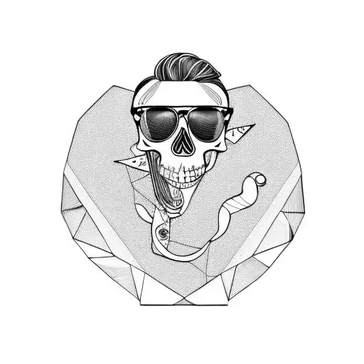 hipster skull wearing sunglasses using camera tattoo design idea