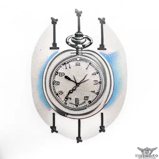 staggered brickwork, prison bars, armless pocket watch,hour glass  tattoo design idea