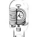  brick wall, prison window, hourglass tattoo design idea