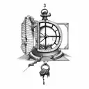  brick wall, prison window, hourglass tattoo design idea