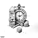  brick wall, prison window, hourglass tattoo design idea