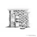  brick wall, prison window, hourglass tattoo design idea