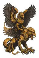 gryphon fighting dark figuers tattoo design idea