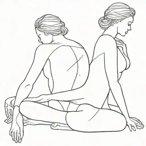 This tattoo is a minimalist line drawing in the continuous line style. It depicts intertwined silhouettes of a woman's a tattoo design idea