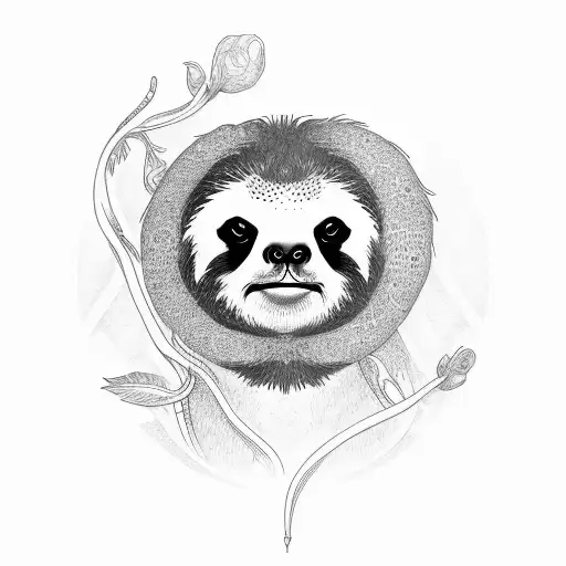 Heartbeat with sloth in between tattoo design idea