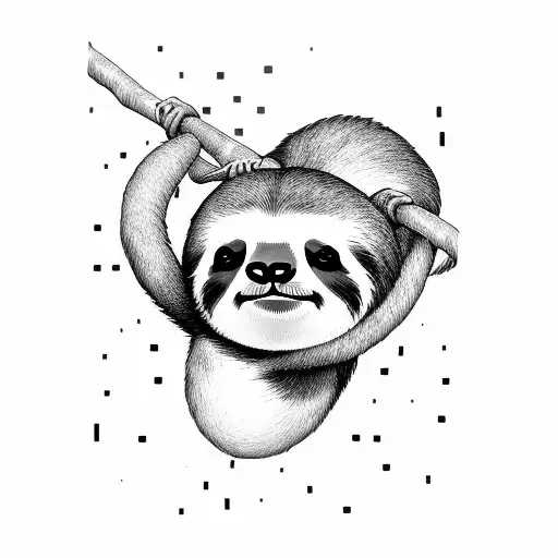 Heartbeat with sloth hanging on the heartbeat  tattoo design idea