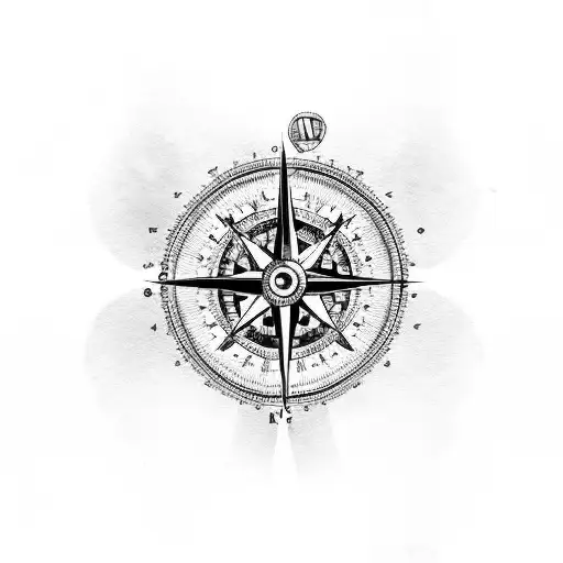 Compass and skull tattoo design idea