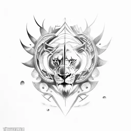 A family of wild animals, including an eagle, lion, black panther, cobra, and falcon, united in strength tattoo design idea