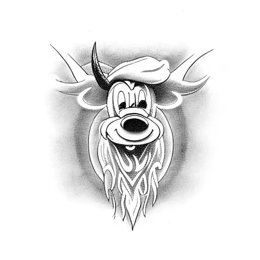 Mickey Mouse with highland cow tattoo design idea