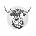 Mickey Mouse with highland cow tattoo design idea