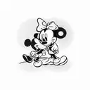 Mickey Mouse with highland cow tattoo design idea