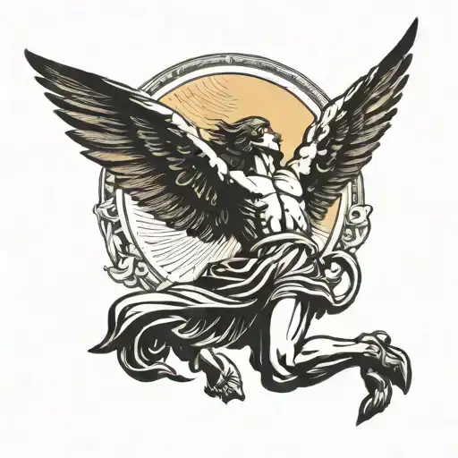 Icarus Falling with the sun behind him tattoo design idea