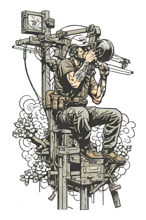 telephone lineman working tattoo design idea