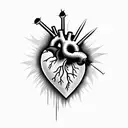 Heart realist with thorns tattoo design idea
