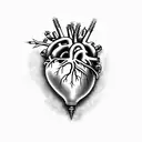 Heart realist with thorns tattoo design idea