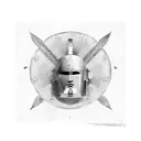 roman gladiator helmet with roman golden leaf tattoo design idea