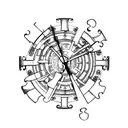 An intricate sketch-style tattoo of a clock with puzzle pieces as the gears, representing the importance of time and problem-solving in your life. tattoo design idea