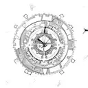 An intricate sketch-style tattoo of a clock with puzzle pieces as the gears, representing the importance of time and problem-solving in your life. tattoo design idea