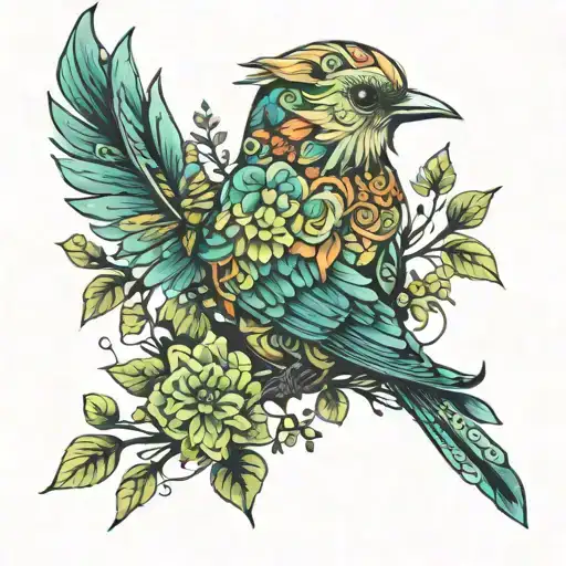 bird vegetal toxic tattoo design idea